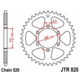 JT SPROCKETS Steel Standard Rear Sprocket 820 - 520