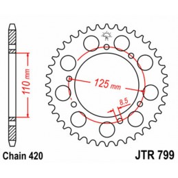 JT SPROCKETS Steel Standard Rear Sprocket 799 - 420