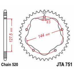 JT SPROCKETS Aluminium Ultra-Light Rear Sprocket 751 - 520