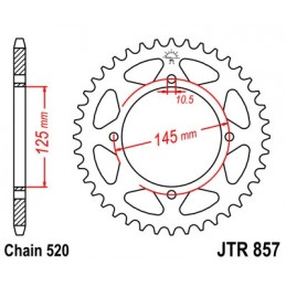 JT SPROCKETS Rear Sprocket 47 Teeth Steel Standard 520 Pitch Type 857