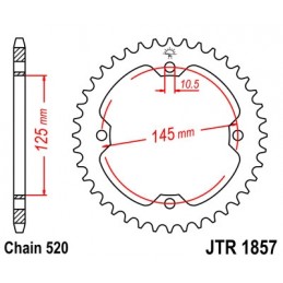 JT SPROCKETS Rear Sprocket 37 Teeth Steel Standard 520 Pitch Type 1857