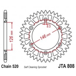 JT SPROCKETS Aluminium Ultra-light Self Cleaning Rear Sprocket 808-520