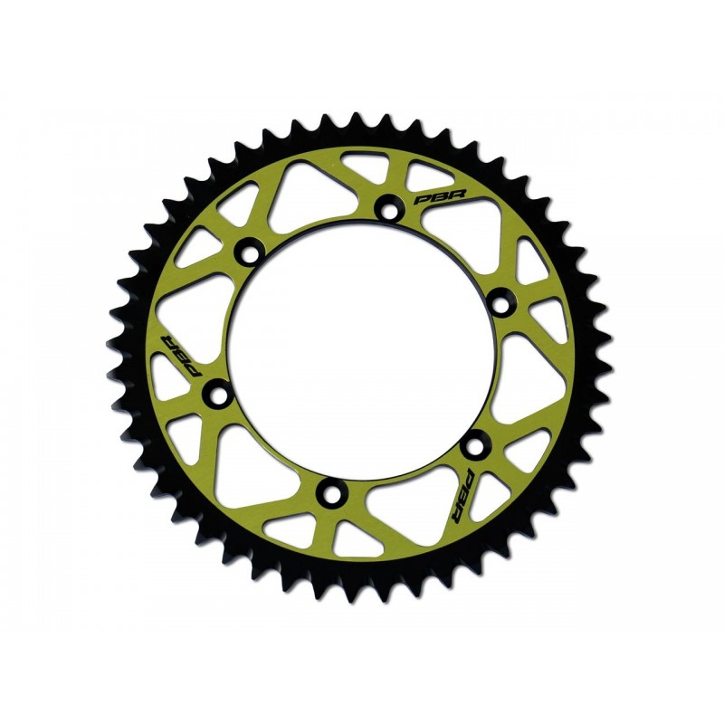 PBR Twin Color Rear Sprocket Yellow/Black 50 Teeth Aluminium Ultra-Light Self-Cleaning Hard Anodized 520 Pitch Type 808
