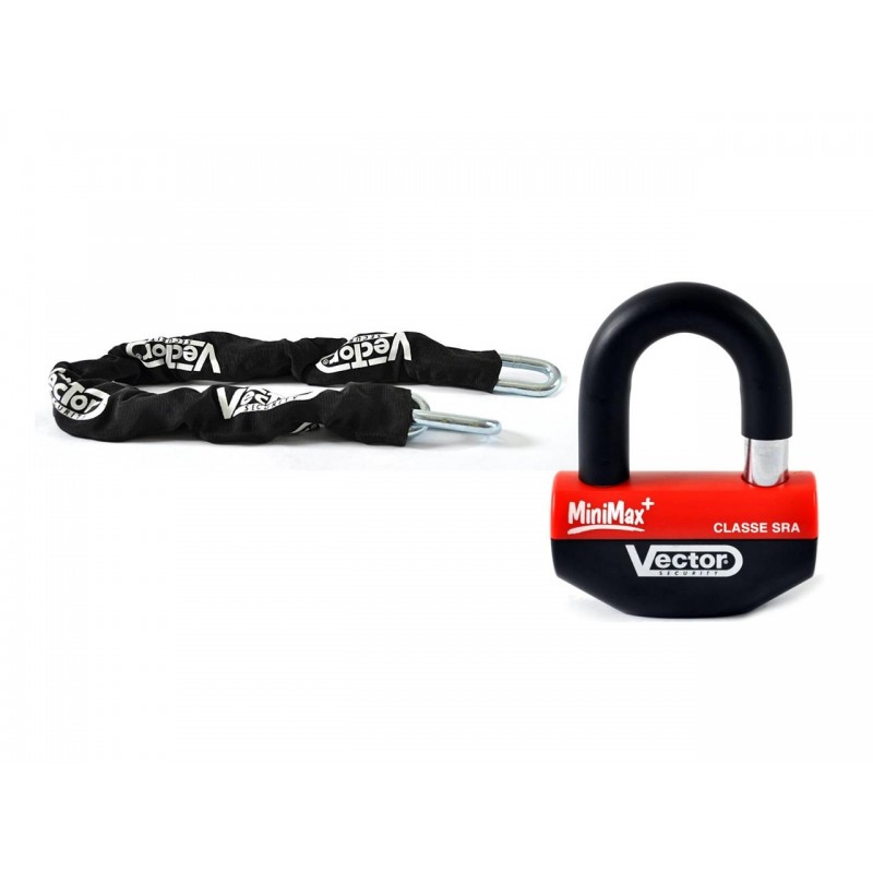 VECTOR Anti-theft Kit w/ Security Chain 1.10m + MiniMax+ Padlock/Disc Lock