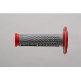 RENTHAL MX Tapered Diamond/Half Waffle Grips Grey/Red