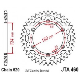 JT SPROCKETS Aluminium Ultra-light Self-Cleaning Rear Sprocket 460-520