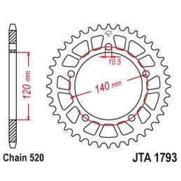 JT SPROCKETS Aluminium Ultra-light Rear Sprocket 1793-520