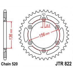 JT SPROCKETS Steel Standard Rear Sprocket 822 - 520