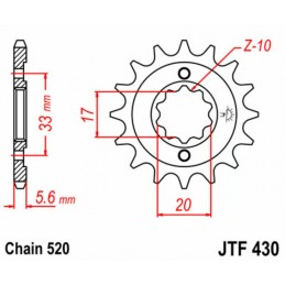 JT SPROCKETS Steel Standard Front Sprocket 430 - 520