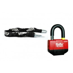 VECTOR Anti-theft Kit w/ Security Chain 1.10m + MiniMax+ Alarm Padlock/Disc Lock