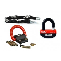 VECTOR Anti-theft Kit w/ Security Chain 1.30m + MiniMax+ Padlock/Disc Lock + Ground Anchor Compac Blok