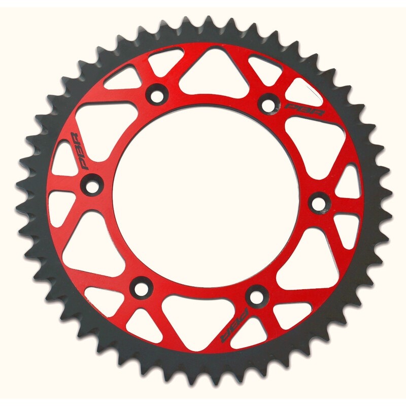 PBR Twin Color Rear Sprocket Red/Black 49 Teeth Aluminium Ultra-Light Self-Cleaning Hard Anodized 520 Pitch Type 899