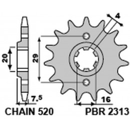 PBR Steel Standard Front Sprocket 2313 - 520