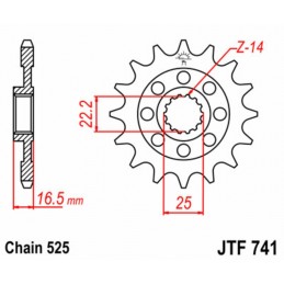 JT SPROCKETS Steel Standard Front Sprocket 741 - 525