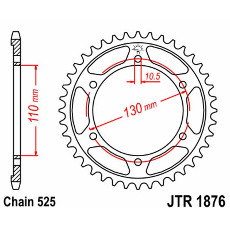 JT SPROCKETS Steel Standard Rear Sprocket 1876 - 525