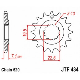 JT SPROCKETS Steel Standard Front Sprocket 434 - 520
