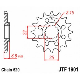 JT SPROCKETS Steel Standard Front Sprocket 1901 - 520
