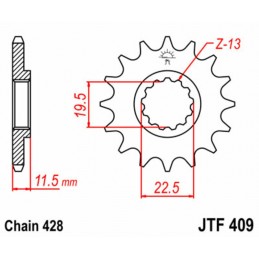 JT SPROCKETS Steel Standard Front Sprocket 409 - 428