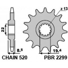 PBR Steel Standard Front Sprocket 2299 - 520