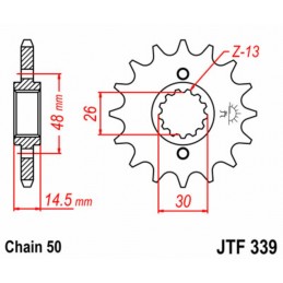 JT SPROCKETS Steel Standard Front Sprocket 339 - 530