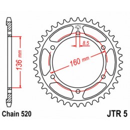 JT SPROCKETS Steel Standard Rear Sprocket 5 - 520
