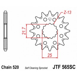 JT SPROCKETS Steel Self-Cleaning Front Sprocket 565 - 520