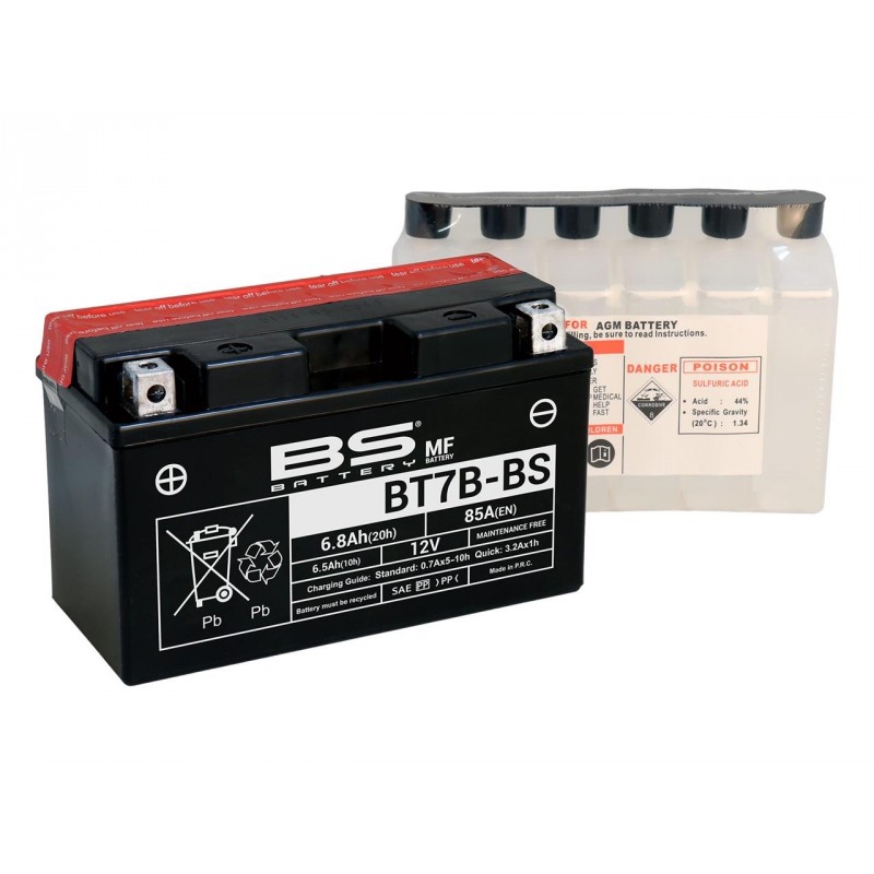 BS BATTERY Battery BT7B-BS Maintenance Free with Acid Pack