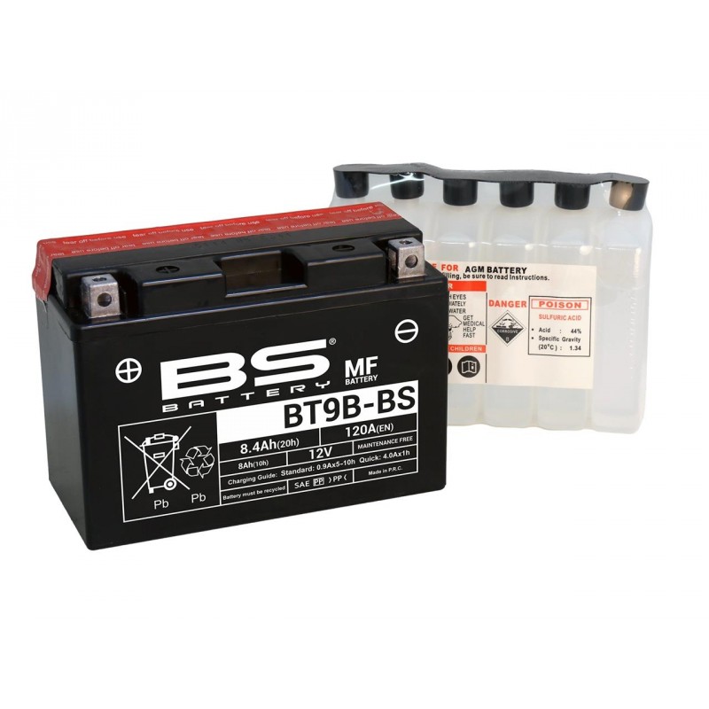 BS BATTERY Battery BT9B-BS Maintenance Free with Acid Pack
