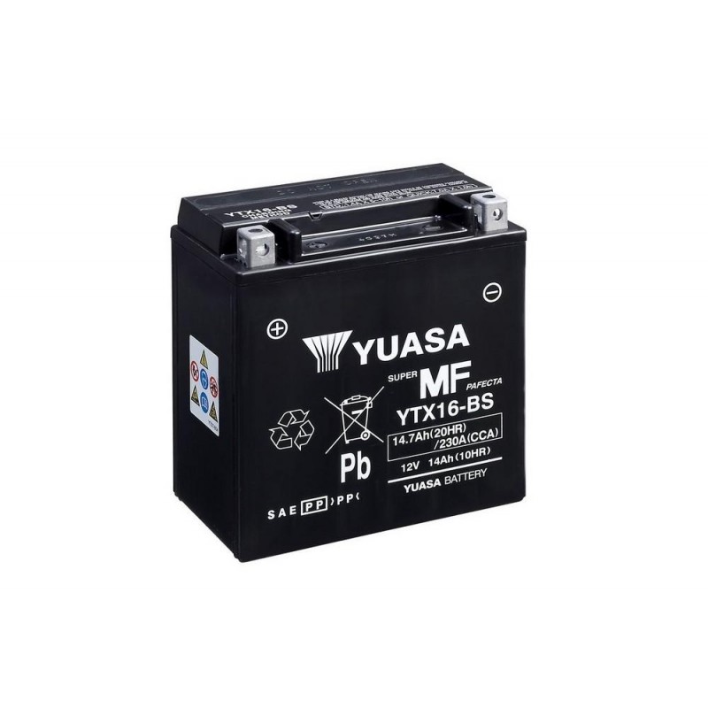 YUASA YTX16-BS Battery Maintenance Free Delivered with Acid Pack
