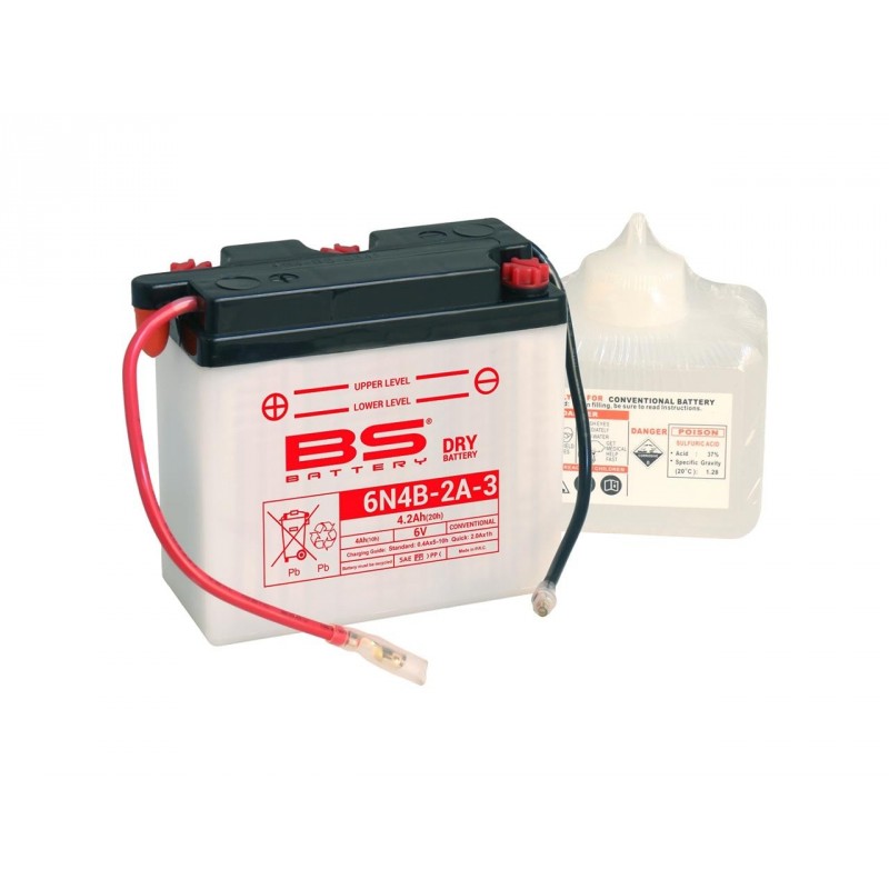 BS BATTERY Battery 6N4B-2A-3 Conventional with Acid Pack