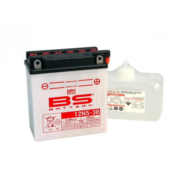 BS BATTERY Battery 12N5-3B Conventional with Acid Pack