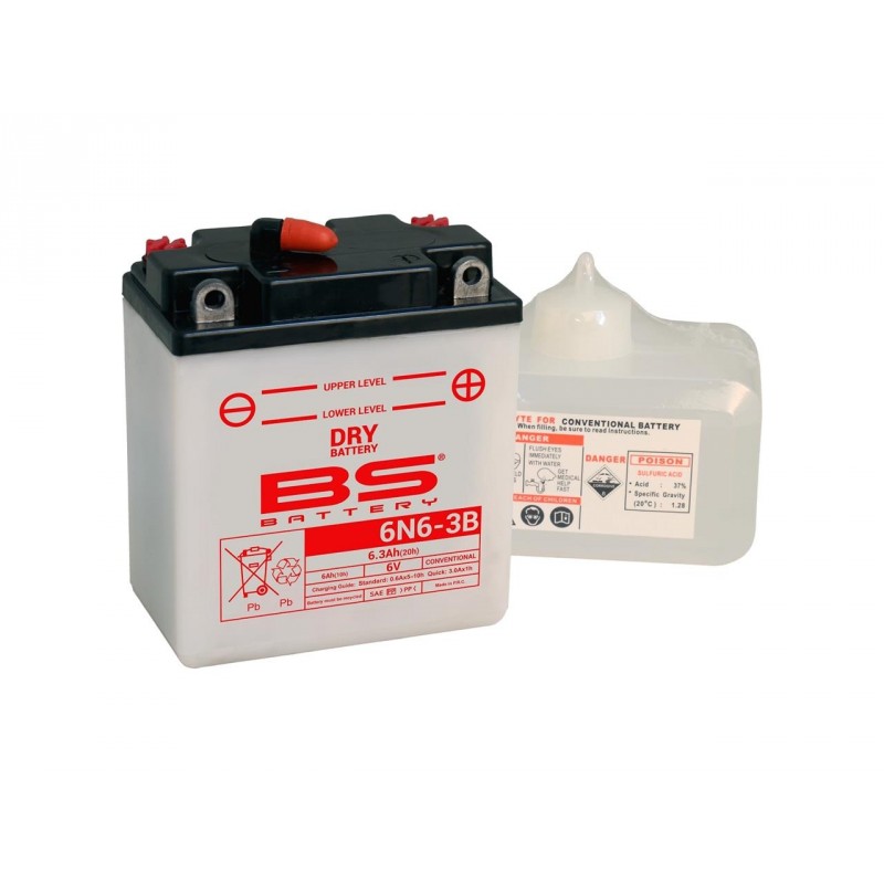 BS BATTERY Battery 6N6-3B Conventional with Acid Pack