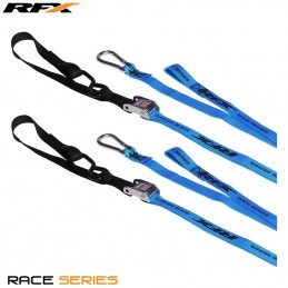RFX Race Series 1.0 Tie Downs (Blue/Black) with extra loop & carabiner clip