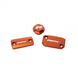 RFX Pro Reservoir Cap Kit Kit (Orange) - KTM SX/SXF (Brembo Brake and Magura Clutch)