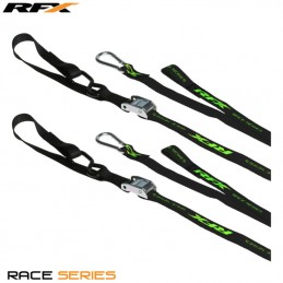 RFX Race Series 1.0 Tie Downs (Black/Hi-Viz LE) with extra loop and carabiner clip