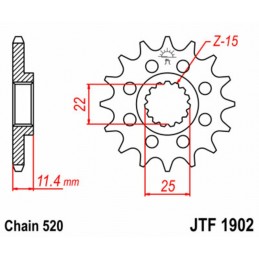 JT SPROCKETS Steel Standard Front Sprocket 1902 - 520