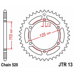 JT SPROCKETS Steel Standard Rear Sprocket 13 - 520