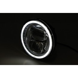 HIGHSIDER LED main headlight insert TYPE 7 with parking light ring, round, black, 5 3/4 inch