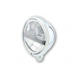 HIGHSIDER 5 3/4 inch LED headlight Bates Style typE 5, chrome, black cover, lower fixed.