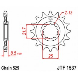 JT SPROCKETS Steel Standard Front Sprocket 1537 - 525
