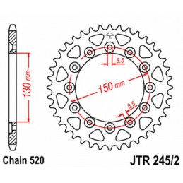JT SPROCKETS Steel Standard Rear Sprocket 245/2 - 520