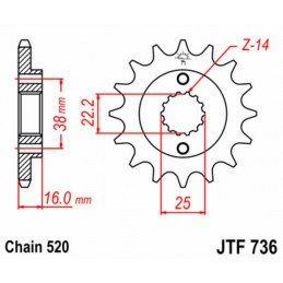 JT SPROCKETS Steel Standard Front Sprocket 736 - 520