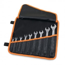 BETA Set of 9 combination wrenches in roll-up wallet made of durable polyester