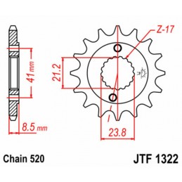 JT SPROCKETS Steel Standard Front Sprocket 1322 - 520