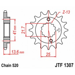 JT SPROCKETS Steel Standard Front Sprocket 1307 - 520