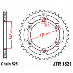 JT SPROCKETS Steel Standard Rear Sprocket 1821 - 525