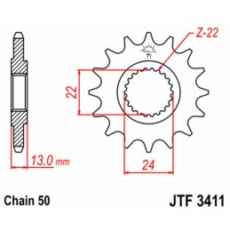 JT SPROCKETS Steel Standard Front Sprocket 3411 - 520