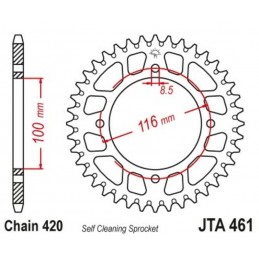JT SPROCKETS Aluminium Ultra-Light Self-Cleaning Rear Sprocket 461 - 420