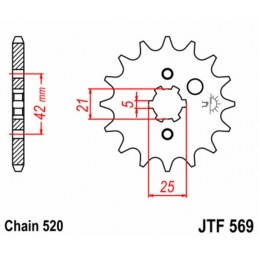JT SPROCKETS Steel Standard Front Sprocket 569 - 520