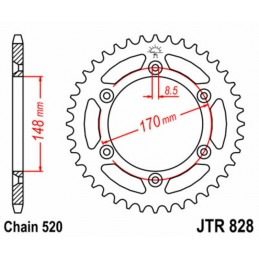 JT SPROCKETS Steel Standard Rear Sprocket 828 - 520